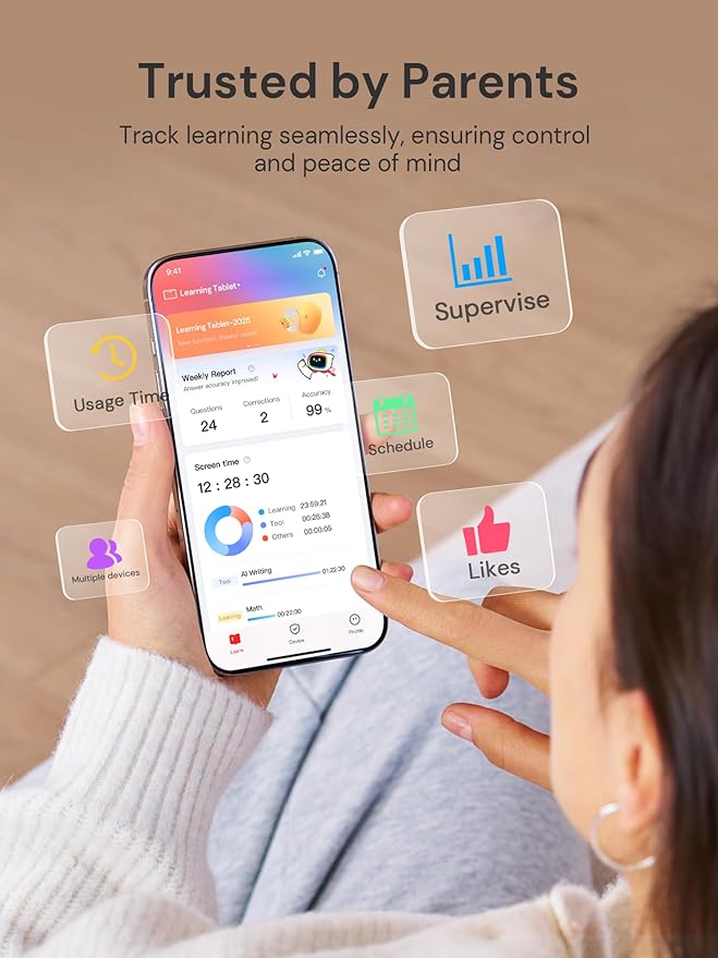 AI Kids Tablet with Scanner - 50000+ Content AI Tutor Learning Tablet with ELA, Math, ABC, Word, Read, Phonics, STEM for Homeschooler Educational Study for PreK - G6 (TalPad T100, Standard)
