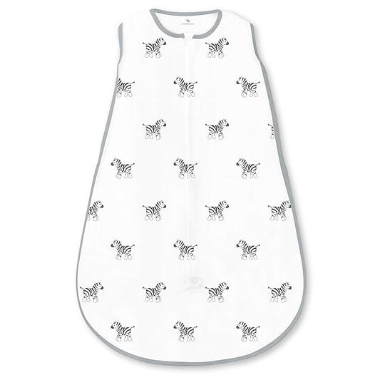 Amazing Baby Muslin Sleeping Sack, Zebra, Black, Large, Wearable Blanket with 2-way Zipper , Large 12-18 Month