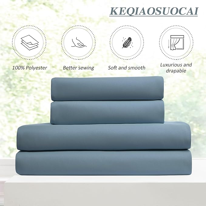 KEQIAOSUOCAI 2 PCs Dusty Blue Pleat Wide Drapes for Sliding Glass Door 60 Wide x 102 Inch Long, Privacy Light Block Noise Reduce Insulated Ceiling to Floor for Locker Room Basement Bedroom Closet