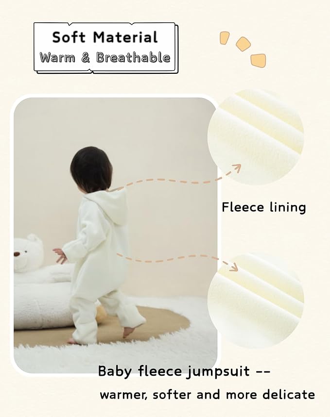Newborn Baby Fleece Jumpsuit Girls Boys Winter Hooded Coverall Romper Cute Baby Snowsuit Clothes
