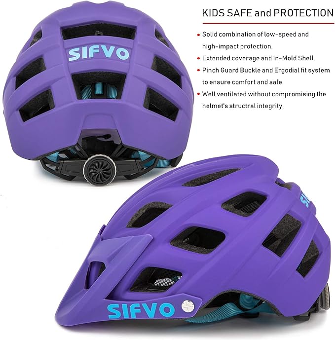 Kids Bike Helmet, SIFVO Kids Helmet 8+ Boys and Girls Bike Helmet with Cool Visor, Bike Helmets for Kids, Youth Bike Helmet Kids Mountain Bike Helmet Lightweight and Sturdy【55-58cm】