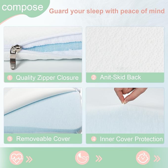 ANGELBLISS Bassinet Mattress Topper, Gel Memory Foam Mattress with Removable Cover Fit for Cradle and Moses Basket (32" x 16"), Waterproof Breathable Soft Bassinet Mattress