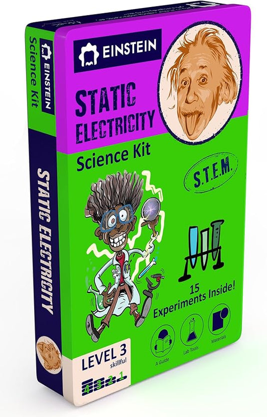 Einstein’s Static Electricity LAB Science Kit for Kids. STEM for Boys & Girls Aged 8 and Above. 15 Exciting Experiments Inside. Detailed Picture Guide Included