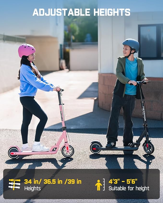 FanttikRide T9 Electric Scooter for Kids 4.3-5.6 ft, 7/10/12 MPH, LED Battery Level, Height Adjustable and Foldable, Electric Scooter for Kids, for Teenager, Up to 40 mins