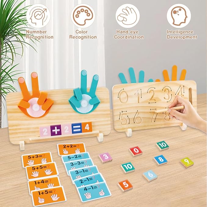 Educational Learning Number Toy for Toddler, Math Manipulatives Number Counting Blocks, Finger Counting Math Toys, Homeschool Supplies for Teaching Early Education Toys, Montessori Toy for Toddler