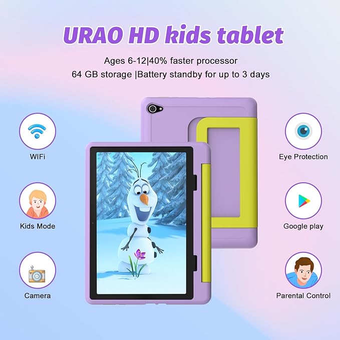 Kids Tablet, Android 14 Tablet for Kids 10 inch Octa-Core with Case, 64GB 1TB TF Card Expandable for Toddler Children, Parental Control, Dual Camera, WiFi,Gift