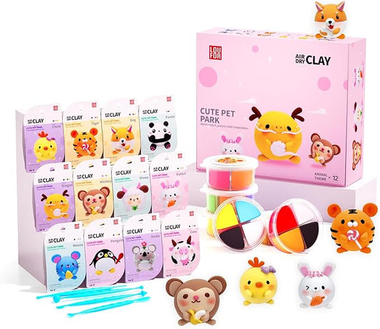 Air Dry Clay Kits - Modeling Clay for Kids, Ultra Light & Soft, Safe & Non-Toxic, DIY Airdryclay Kit with Sculpting Tools and Tutorials, Creatible Art Crafts Toys Gifts for Boys Girls
