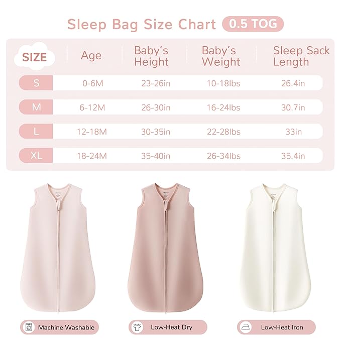 JELLYMONI Baby Sleep Sack 12-18 Months 100% Cotton Wearable Blanket, 0.5 TOG Soft Lightweight Toddler Sleeping Sack 3 Pack 2-Way Zipper Newborn Sleep Sacks