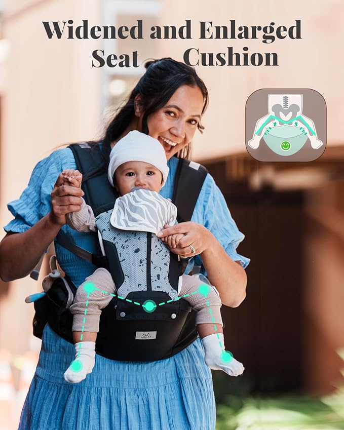 Baby Carrier, MOMTORY Safety-Certified 6-in-1 Baby Carrier Newborn to Toddler, Adjustable Detachable Infant Baby Hip Seat Carrier for 7-50lbs, All Seasons, Perfect for Shopping Travelling