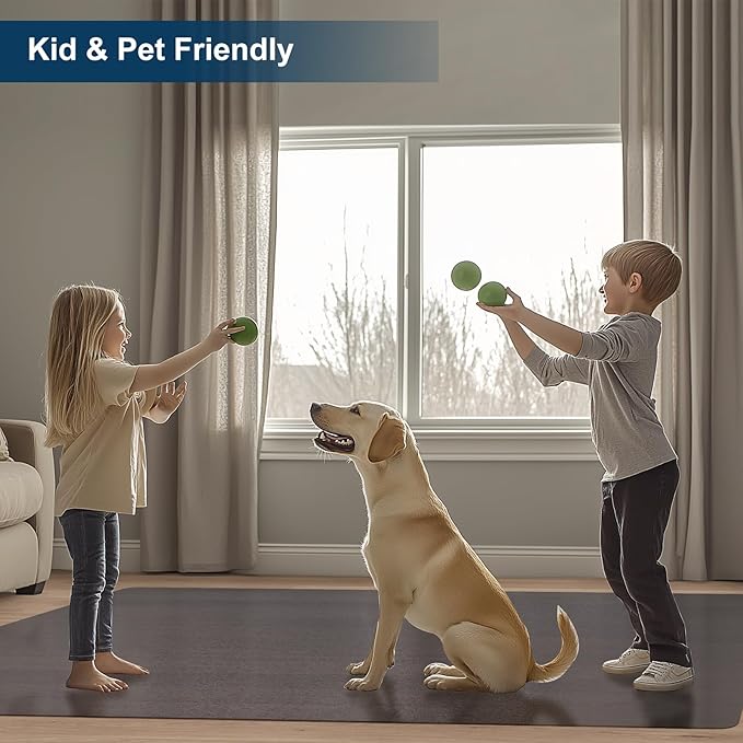 Area Mat for Hard Floors, 4'×6' Semi-Clear Black Vinyl Floor Protector for Under Dining Table, Waterproof Non-Slip Plastic Rug, Splat Mat for Under High Chair