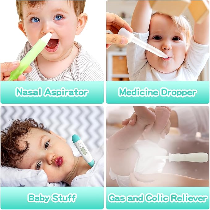 Baby Healthcare and Grooming Kit, 21 in 1 Portable Baby Essentials Kit with Gas Relief Hair Brush Comb Nasal Aspirator for Newborn Boys Girls (21 Kits-Green)