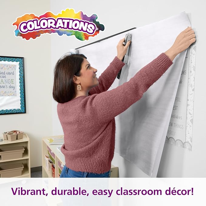 Colorations Dual Surface Paper Roll Classroom Supplies for Arts and Crafts White (36" x 1000') (Item # DSWH)