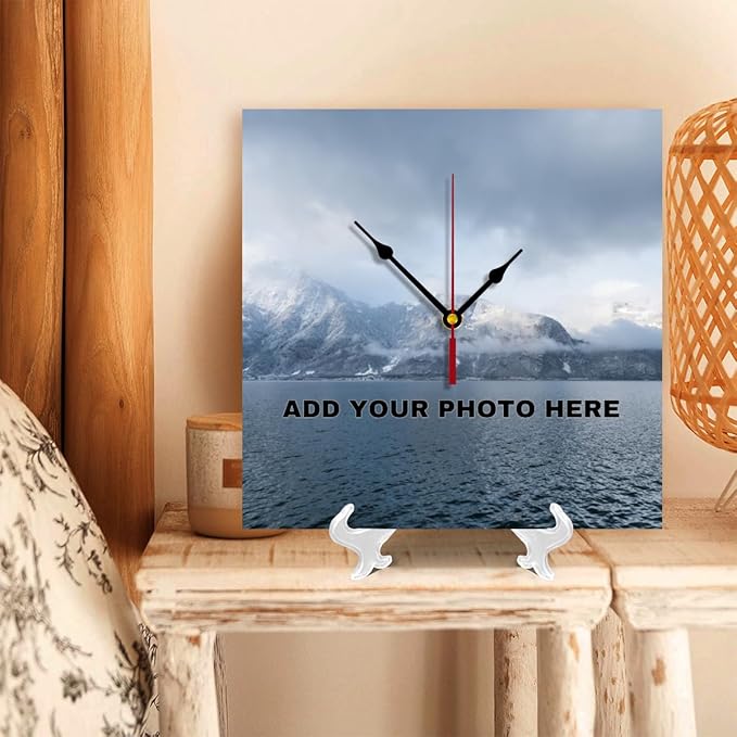 Generic Custom Wall Clock Personalized Wall Photo That PVC Customized Round Silent Clock for Living Room Wedding Friend Family Lover, 10inch-25cm