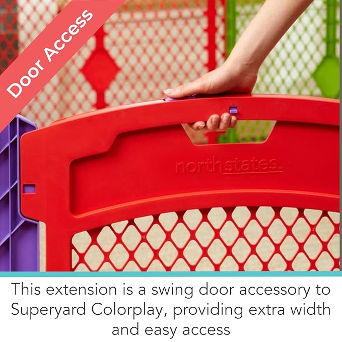 Toddleroo by North States Superyard Colorplay Ultimate 2 Panel Extension, Made in USA: Increases play space up to 34.4 sq. ft. (Adds 64", Multicolor)