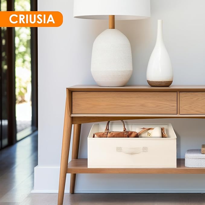 Criusia Closet Organizers Bins 4 Pack - Large Closet Shelf Organizer with Handles - Fabric Trapezoid Home Organization and Storage Baskets for Organizing Clothes Toy Blanket Towel Purse Hats