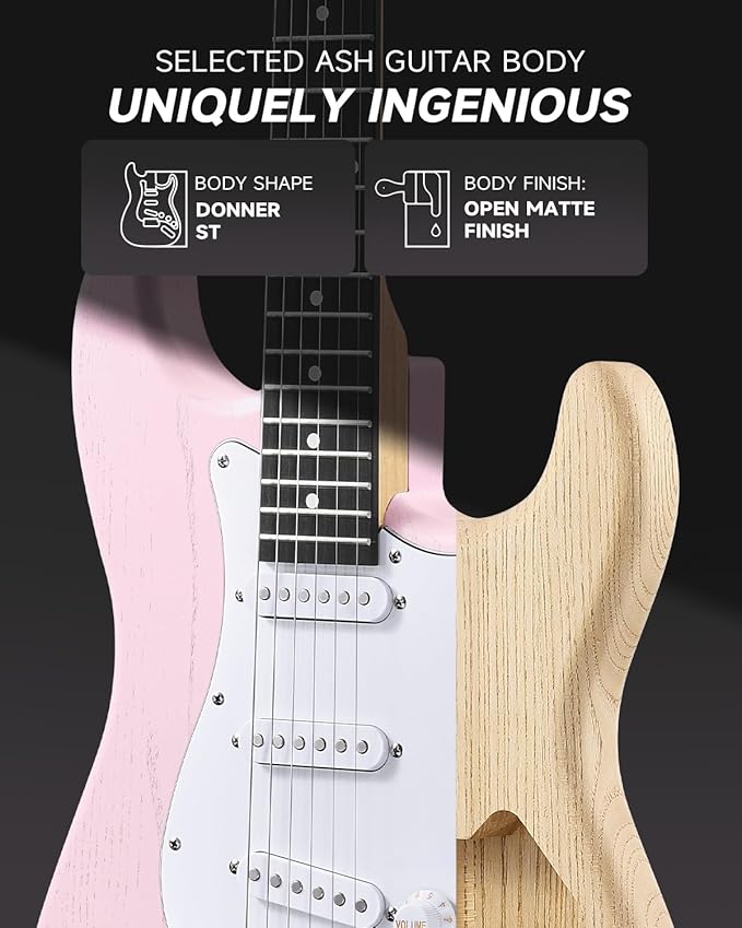 DONNER DST-80 Electric Guitar 39” Beginner Electric Guitar Kit with Amp, Classic SSS Pickup Complete with Gig Bag, Tuner, Capo, Strap, Picks, and Free Online Lessons