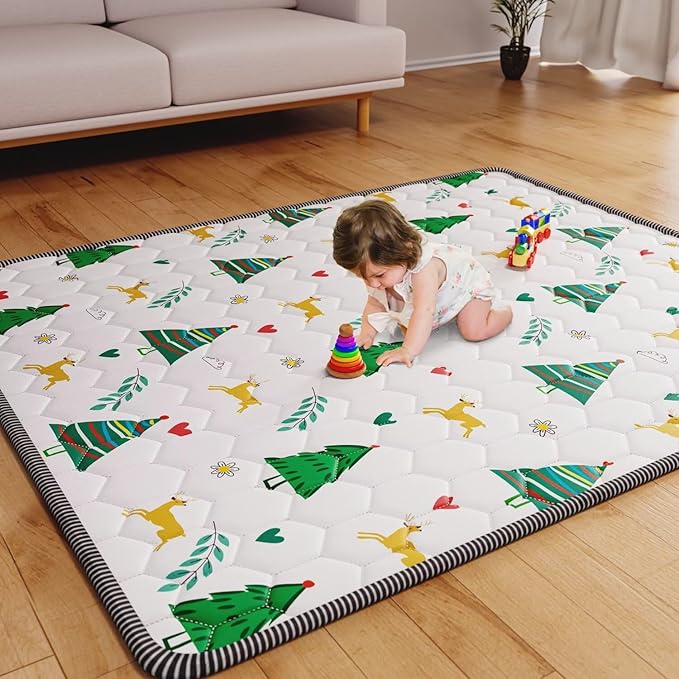 Baby Play Mat 50" X 50" Playpen Mat Thicken One-Piece Baby Crawling Mat Non-Slip Cushioned Baby Floor Play Mat Activity Playmats for Babies and Toddlers Infants Play & Tummy Time (50x50, Tree)