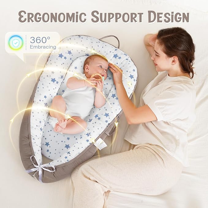 HKAI Baby Lounger – Soft Cotton Infant Floor Seat for Newborn to 24 Months, Portable Travel-Friendly Pillow for Boys & Girls