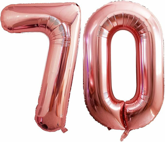 GOER Number 70 Balloons for 70th Birthday Party Decorations,42 Inch Jumbo Foil Helium Balloons for 70th Anniversary (Rose Gold)