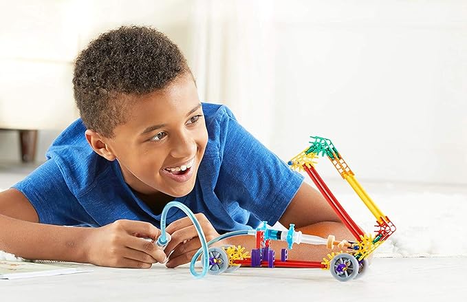 hand2mind Moving Creations with K'NEX, Book and Building Kit for Kids Ages 8-12, 9 Models & 18 Science Experiments, Explore The Science of Air and Water, Homeschool Science Kits