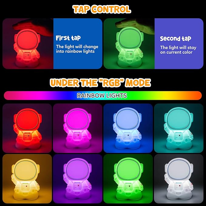 Astronaut Night Light for Kids Room Night Lamp Children Toddler Room Decor Silicone Baby Nursery Night Lights