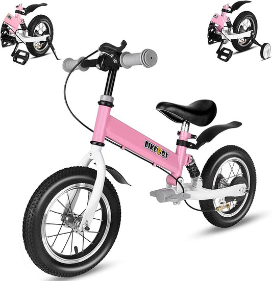 Balance Bike 2 in 1,The Dual Use of a Kids Balance Bike and Kids Bike,12 14 Inches for 2-6 Years Old,with Shock Absorbers, Fenders, Pedals, Auxiliary Wheels