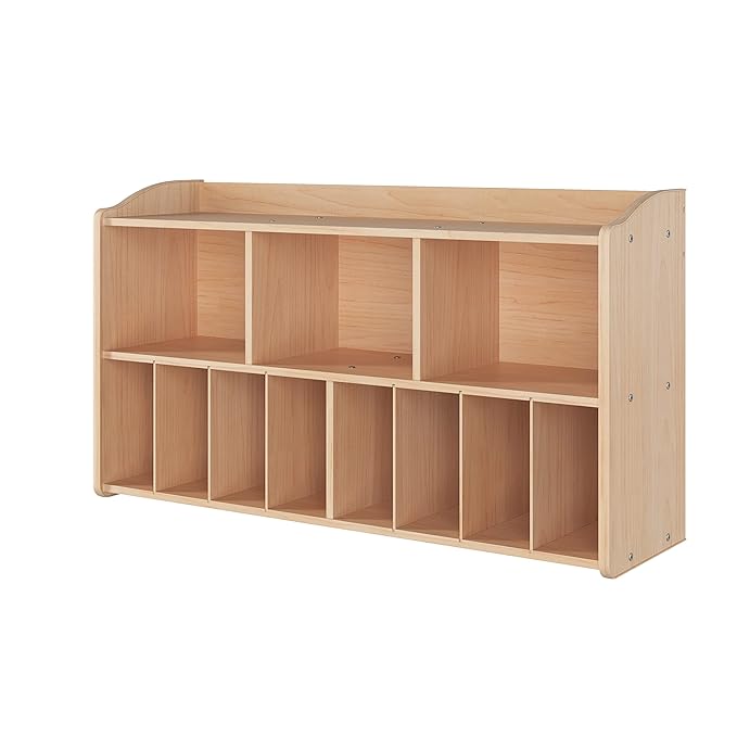 Foundations Serenity Wooden Diaper Organizer for Daycares, 3 Large & 8 Small Storage Compartments, Natural Wood Construction, Maximum Durability (Natural)