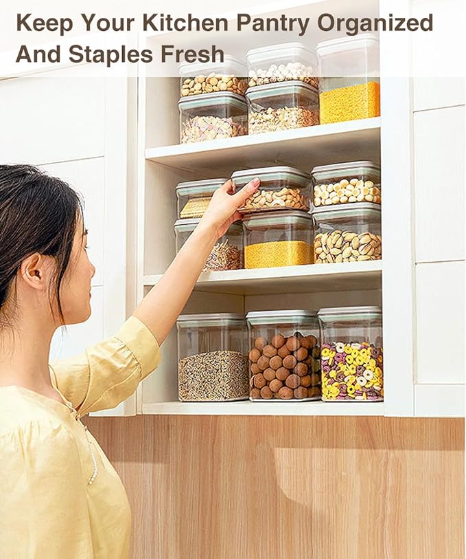 8 Pcs Pop Food Storage Containers Airtight Food Storage Containers Set with Lids Kitchen Pantry Organization and Storage, 3.4Qt, 2.8Qt, 2.1Qt, 1.2Qt