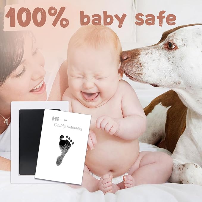Inkless Baby Hand and Footprint Kit,Clean-Touch Ink Pad Kit,Safe No Mess Printing Infant Hand Foot Stamp,4 Pack Newborn Inkless Print Pads Best Keepsake or Gifts for Family