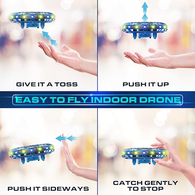 Force1 Scoot Pro Hand Operated Drone for Kids or Adults - Induction Hands Free Motion Sensors Mini Drones with Bright LED Projection, 360 Flips, Easy Indoor Small UFO Flying Orb Ball Drone Toy