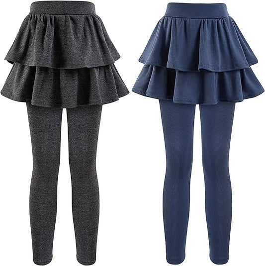 Girls School Uniform Pants Leggings with Skirts Stretch Warm Jegging 4-12 Years