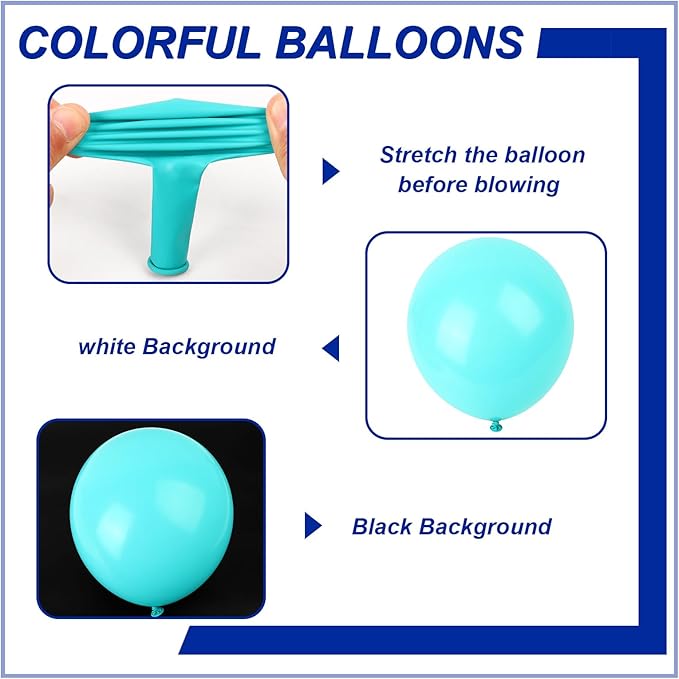 140pcs Cyan Blue Round Balloons Different Sizes 18 12 10 5 Inch Latex Balloons for Arch Decoration Party Balloon Kit for Graduation Birthday Party Wedding Balloon Baby Shower Decoration