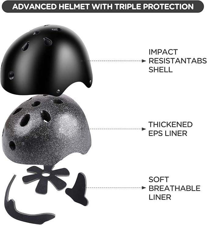 DaCool Kids Bike Helmet Set Skateboard Knee Pads - Kids Helmet Elbow Pads Wrist Guards Adjustable for 3~10yrs Girl Boy Kids Protective Gear Set for Sport Cycling Bike Roller Skating Scooter