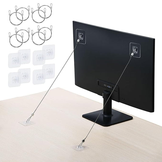 8 Pack 40" TV Safety Stainless Steel Straps Adjustable, Adhesive Anti-Tip Furniture Anchor for Flat Screen, TV and Furniture Safety Straps for Baby Proofing