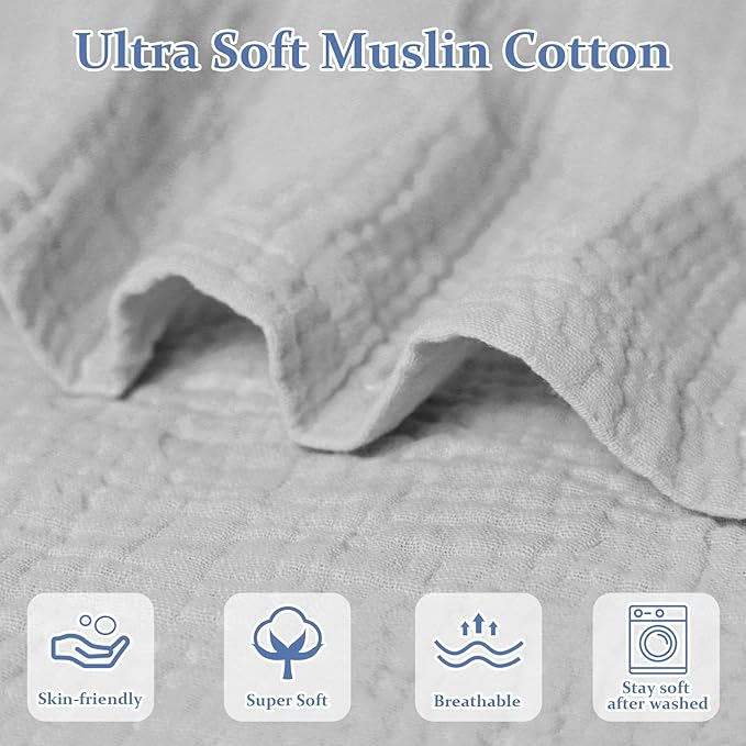 Hooyax Muslin Baby Lounger Cover Soft Organic Cotton Slipcover Fits Newborn Lounger for Baby Boys and Girls (Light Gray)