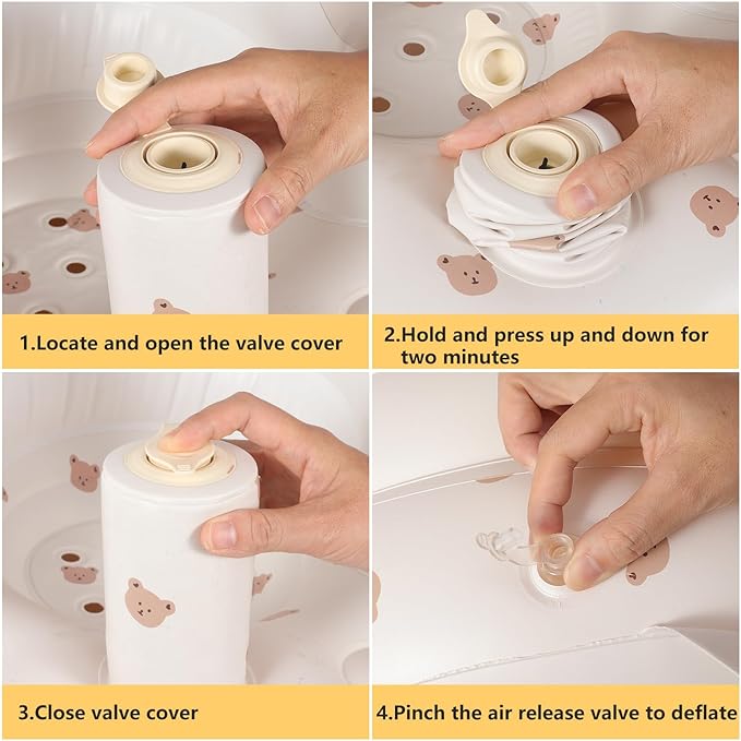 Inflatable Seat for Toddlers 3-36 Months, Built-in Air Pump, Summer Support Seat for Sitting Up, Shower Floor Seater