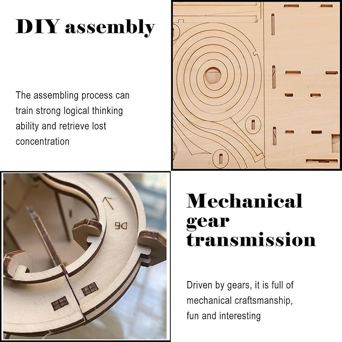 3D Wooden Puzzle Marble Run for Adults Kids - DIY Mechanical Puzzle Assembly Model Building Kit Wood Crafts for Boys and Girls Age 14+ Years Old