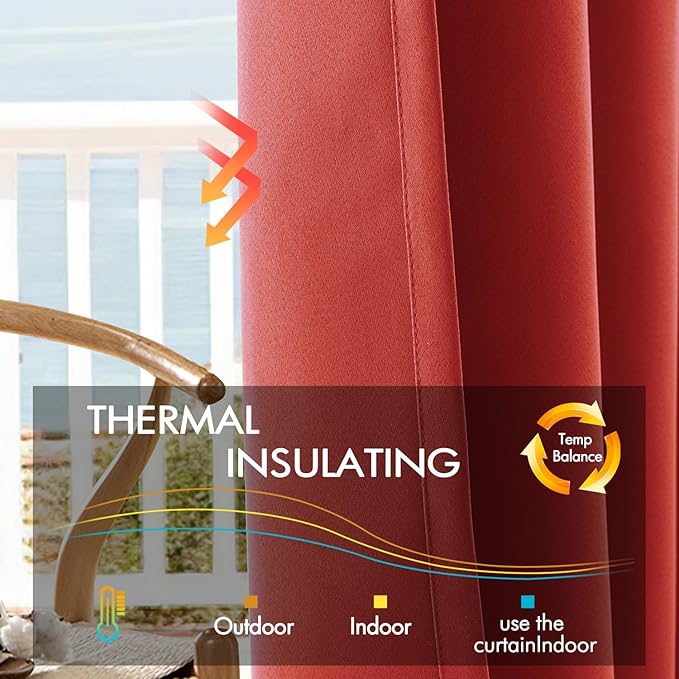 ANRODUO Back Tab Blackout Curtains for Bedroom Living Room, Rod Pocket Pinch Pleated Thermal Insulated Room Darkening Curtains 54 Inches Long 2 Panels, Burnt Orange, 42 x 54 Inch