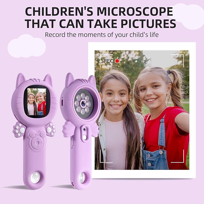 Kids Microscope–500X Digital Pocket Handheld Microscope with Dual Cameras, Autofocus & 32GB Card STEM Educational Toy & Christmas Birthday Gift for Boys & Girls Ages 3 4 5 6 7 8 9 10