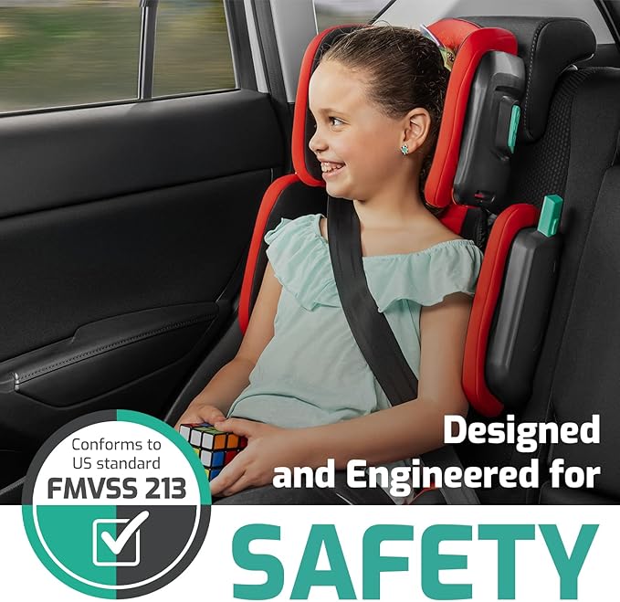 Mifold Hifold Adjustable Kids High Back Booster Car Seat with Strap – Slate Grey