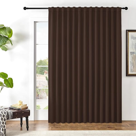 Joydeco Custom Blackout Curtains for Bedroom, 1 Panel Room Darkening Curtains & Drapes for Living Room Window Rod Pocket Back Tab (Custom Size,Chocolate)