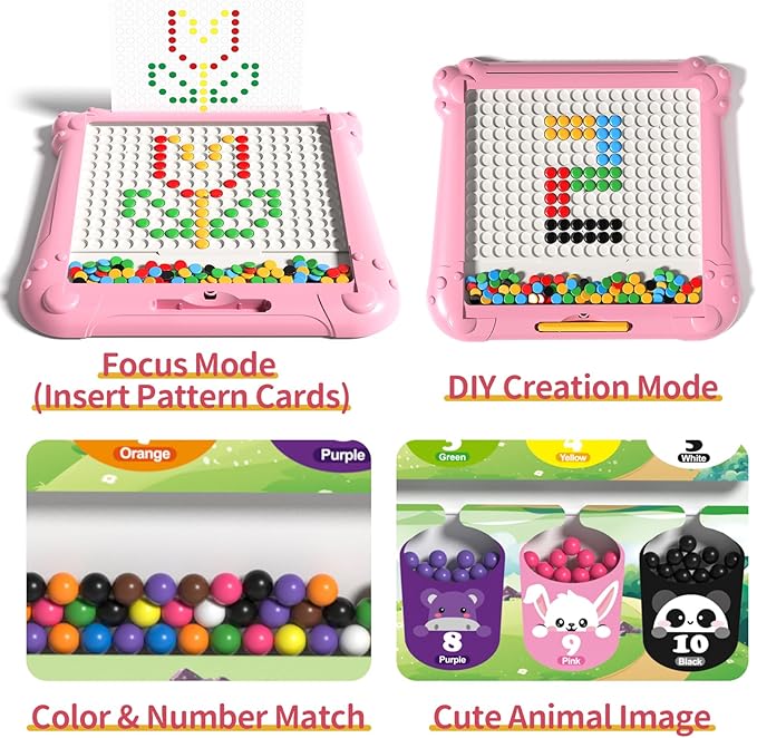 2-IN-1 Large Magnetic Drawing Board for Toddlers Kids, Magnetic Color and Number Maze, Magnetic Dot Art Board for Kids, Montessori Education Travel Toys for Boys Girls Age 3 4 5 6 7 8 Years Old