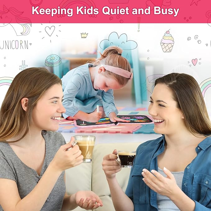 Erasable Book Doodle Set for Kids,Magic Drawing Book for Kids,Reusable Drawing Book 12 Watercolor Pens 14 Page Drawing,Road Trip Car Game Writing Painting Set for Boys and Girls