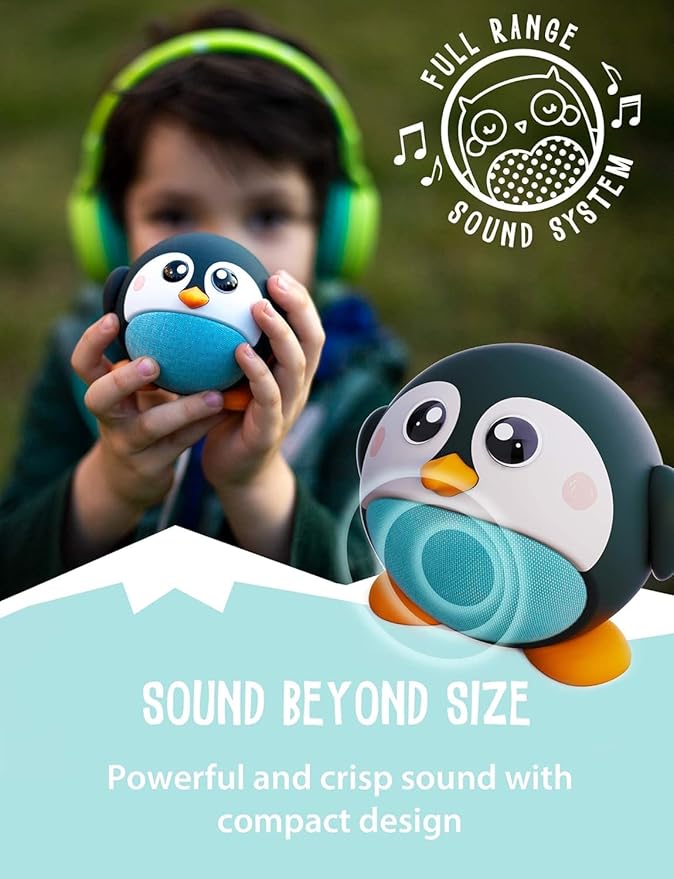 Kids Bluetooth Speaker Boys and Girls with Microphone, Mini Bluetooth Speaker Portable Wireless, 60 Day Battery, for Home, Outdoor and Travel, Works with iPhone and Android – Pepper Penguin
