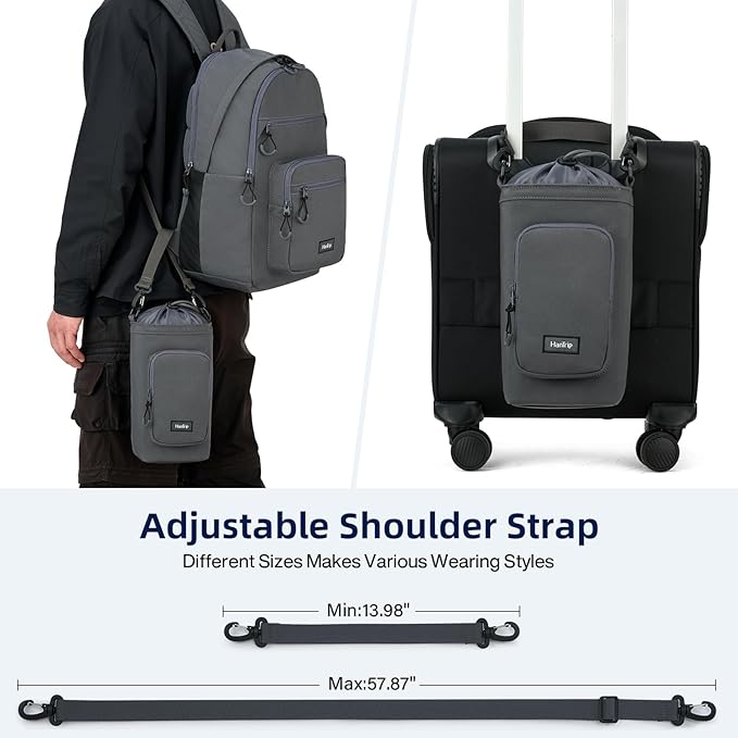 Insulated Water Bottle Carrier Bag with Strap Phone Pocket for 25/32/40/64 oz Tumbler Cup, Water Bottle Holder