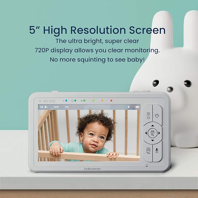 Babysense True Sleep HD Video Baby Monitor with Camera and Audio & Baby Sleep Breathing Movement Monitor, No Wifi, Non Wearable Non Contact Monitoring with 2 Under-Mattress Sensors, Full Crib Coverage