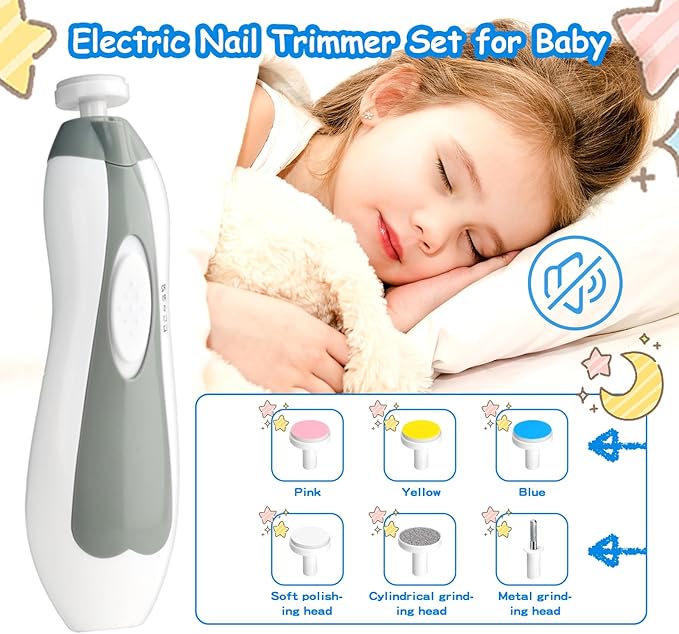 Baby Healthcare and Grooming Kit, 28 in 1 Portable Baby Essentials Kit Electric Nail Trimmer Set with Gas Relief Hair Brush Comb Nasal Aspirator for Newborn Boys Girls (Grey White)
