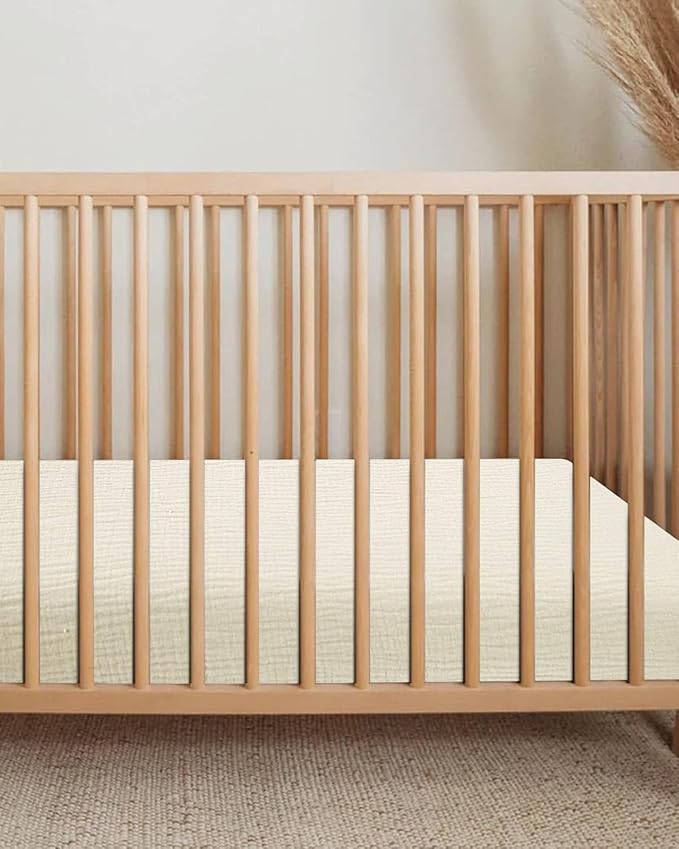 Bassinet Sheet for Baby Boy and Girl, Fitted Sheets for Rectangle, Oval, Hourglass Bassinet Mattress, Muslin Moses Basket Sheets with Neutral Style (Cream)