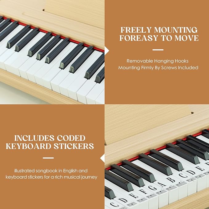 Kids Piano Keyboard, 37 Keys Digital Piano for Children, Toddler Music Educational Instrument Toy Wood Piano for 3+ Girls and Boys