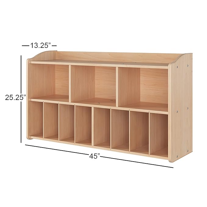Foundations Serenity Wooden Diaper Organizer for Daycares, 3 Large & 8 Small Storage Compartments, Natural Wood Construction, Maximum Durability (Natural)
